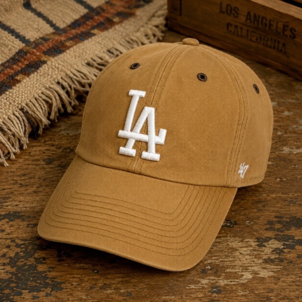 Carhartt x '47 Los Angeles Dodgers Clean Up Hat Brown Duck Canvas Adjustable Cap - Picture 11 of 11